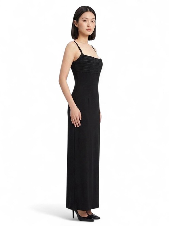 Tadashi Shoji Dresses & Skirts - Tadashi Shoji Black Maxi Dress Size 8 Pleated Bodice Slip Formal Evening Gown